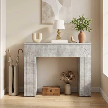 vidaXL Salontafel Betongrijs 102 x 35 x 75 cm Bewerkt hout, Minder dan 50 cm, Verzenden, Vierkant, Nieuw