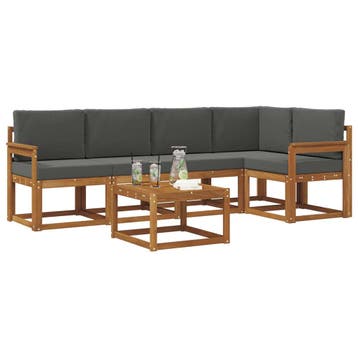 vidaXL Buiten bankenset met kussen 6 pcs Natuurlijk en, Verzenden, Nieuw