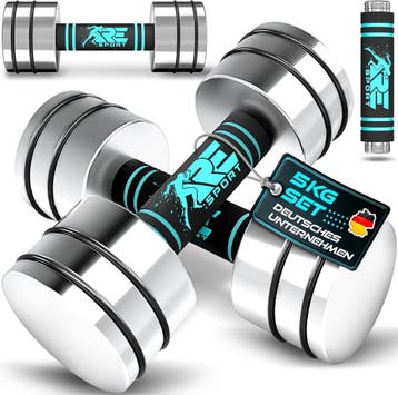 Dumbells set - Gewichten set - Halterset - Gietijzer - 2x5 k, Verzenden, Zo goed als nieuw