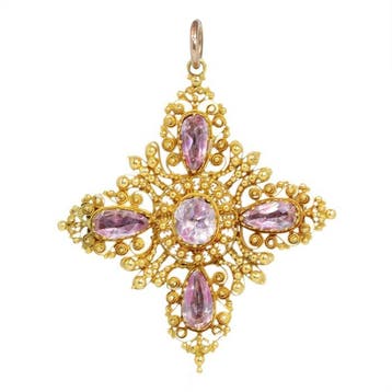 Hanger - 14 karaat Geel goud - Topaas, Antiek 1840