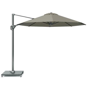 Voyager T1 zweefparasol 300 cm rond taupe met 90KG voet en, Tuin en Terras, Parasols, Ophalen of Verzenden, Nieuw