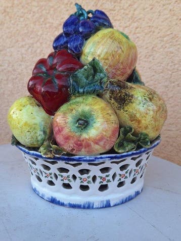 Tafelmiddenstuk - Majolica - trionfo fruit en groenten