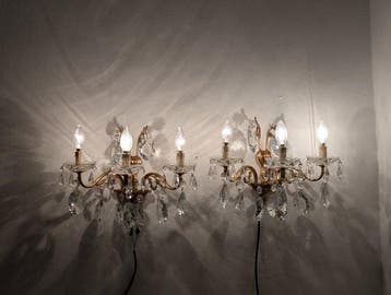 Wandlamp - Kristal - Brons en goud