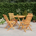 vidaXL 5-delige Tuinset massief teakhout, Verzenden, Nieuw, Hout, Tuinset