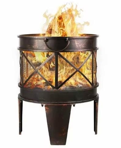 Vuurkorf met vonkbescherming en roestlook – 58 cm, Huis en Inrichting, Haarden, Nieuw, Verzenden