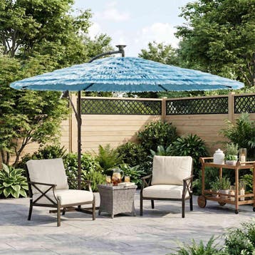 vidaXL Parasol met stalen paal 269x269x235 cm blauw, Verzenden, Nieuw, 2 tot 3 meter