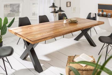 Massieve eettafel IRON CRAFT 240cm natuurlijk mangohout, Huis en Inrichting, Ophalen of Verzenden, Nieuw