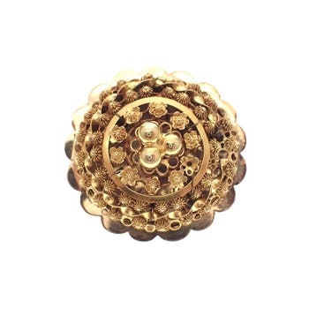Antiek gouden broche; Filigrain techniek, Ophalen of Verzenden, Gebruikt, Goud, Goud