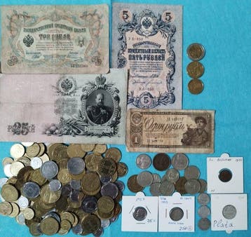 Rusland, Verenigde Staten. Collection of coins and banknotes