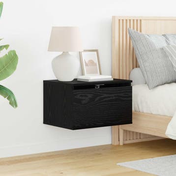 vidaXL Wandkastje met lade Zwart Eiken 50 x 36 x 30 cm, Minder dan 45 cm, Verzenden, Nieuw, Minder dan 55 cm
