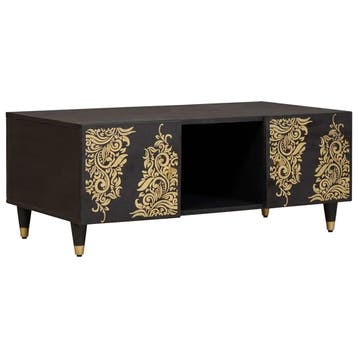 vidaXL Salontafel Zwart 100 x 54 x 40 cm Massief Mango Hout, 100 tot 150 cm, Verzenden, Nieuw, Minder dan 50 cm