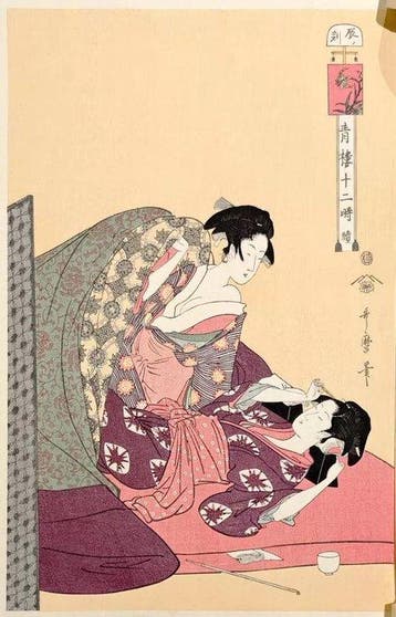 The Twelve Hours of a Brothel - AfteKitagawa Utamaro, Antiek en Kunst