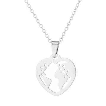 Fako Bijoux - Ketting - Stainless Steel - Wereldkaart Hart -, Verzenden, Nieuw