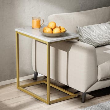 Laptoptafel - Bijzettafel - 50x30x69 cm - Marmar/Goud - Pipi, Huis en Inrichting, Tafels | Sidetables, Verzenden, Zo goed als nieuw