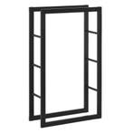[en.casa] Brandhout rek houtopslag Täby zwart 60x25x100 cm, Tuin en Terras, Haardhout, Verzenden