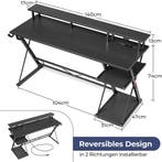 Gaming bureau - Gaming desk - Gaming tafel - 140x47 cm - Zwa, Verzenden, Zo goed als nieuw