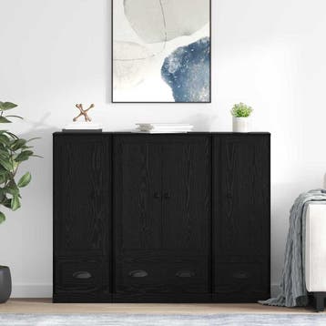 vidaXL buffetkast 3 st Zwart Eiken 132 x 35,5 x 103,5 cm, Minder dan 50 cm, Verzenden, 100 tot 150 cm, Nieuw