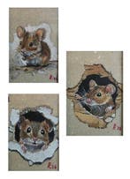 R.Benda (1953) - 3 fotolijstjes met schattige muisjes