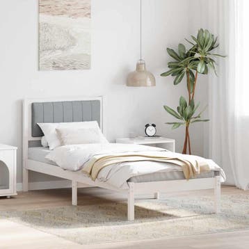 vidaXL Bedframe met Gevoerd Hoofdgedeelte Lichtgrijs 75 x, Eenpersoons, Verzenden, Wit, Nieuw