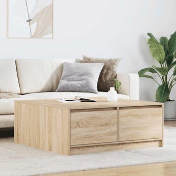vidaXL Salontafel met lades 100x100x40 cm sonoma, Huis en Inrichting, Verzenden, Nieuw, Overige houtsoorten, 100 tot 150 cm
