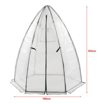 [en.casa] Tuinkas Hunze foliekas 183xØ160 cm wit en groen, Tuin en Terras, Verzenden, Nieuw
