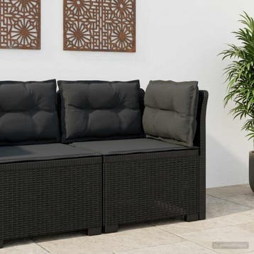 vidaXL Eénpersoons Tuinbank met Kussens Rattan Look PP, Tuin en Terras, Tuinsets en Loungesets, Verzenden, Nieuw