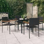 vidaXL 5-delige Tuinset zwart, 4 zitplaatsen, Nieuw, Tuinset, Verzenden