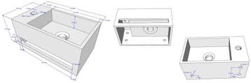Solid Surface fontein & handdoekhouder links 356x203x159, Ophalen of Verzenden, Nieuw