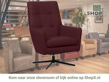 Leren draaifauteuil Central - Toledo Bordeaux (donkerrood), Huis en Inrichting, Nieuw, Ophalen of Verzenden, 75 tot 100 cm, Industrieel, Modern