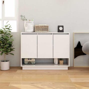 vidaXL Dressoir 97x31x75 cm bewerkt hout wit, Verzenden, Nieuw, Overige houtsoorten, Minder dan 50 cm