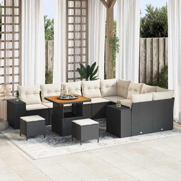 vidaXL Tuin Sofa Set 12 st Zwart poly rattan, Verzenden, Nieuw, 2 zitplaatsen