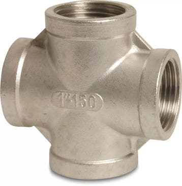 Rvs nr. 180 kruisstuk 90o,  4 x binnendraad-1¼”, Verzenden, Nieuw