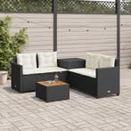 vidaXL Tuinbank met tafel en kussens L-vormig poly rattan, Verzenden, Nieuw, Rotan