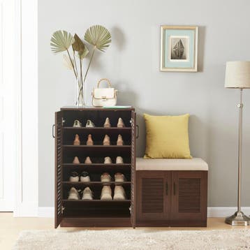 Schoenenkast Løten 97x120x36 cm wengé [en.casa], Verzenden, Nieuw