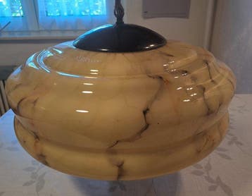 Plafondlamp met lampenkap - Glas, Antiek en Kunst, Antiek | Lampen