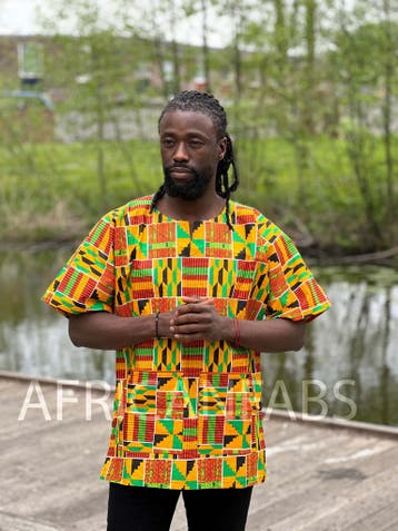 Oranje Kente Dashiki Shirt / Dashiki Jurk - Afrikaans shirt, Ophalen of Verzenden, Nieuw