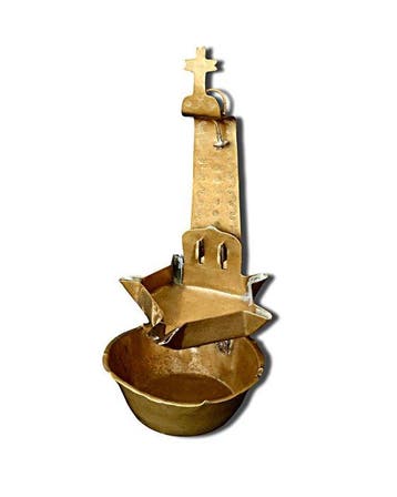 Olielamp - Verguld messing - Kerkelijke olielamp - 27 cm