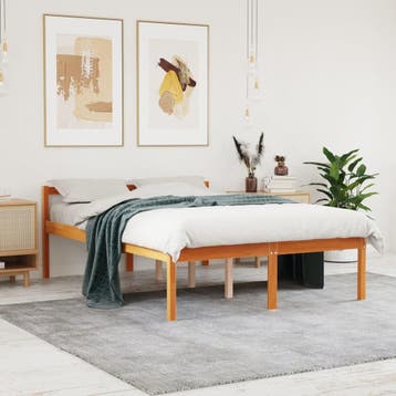 vidaXL Seniorenbed 135x190 cm massief grenenhout wasbruin, Bruin, Verzenden, 190 cm of minder, Overige maten
