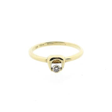 Gouden ring met diamant; 0,05 ct., Gebruikt, Ophalen of Verzenden, 17 tot 18, Met edelsteen
