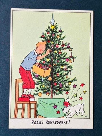Tintin - 1 Wenskaart met wensen: zalig kerstfeest (Vrolijk, Nieuw