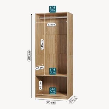 Open kledingkast Vippsaki 80x50x200 cm eikenkleurig [en.casa, Verzenden, Nieuw