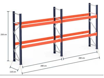 Mecalux palletstelling 10,3m 250cm hoog 4x12 (Diverse), Verzenden