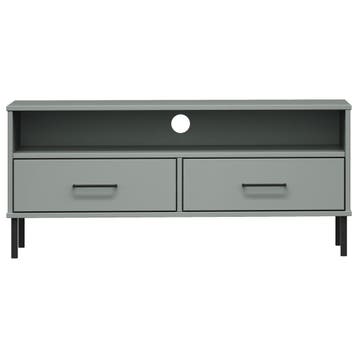 vidaXL Tv-meubel met metalen poten OSLO massief grenenhout, Minder dan 50 cm, Verzenden, Nieuw, Minder dan 100 cm