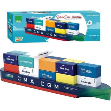 Vilac houten containerschip speelgo van €53,99 voor €49,90, Ophalen of Verzenden, Nieuw