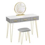 Kaptafel met LED-Spiegel en Kruk – Modern met 3 Lades, Huis en Inrichting, Tafels | Kaptafels, Verzenden, Nieuw