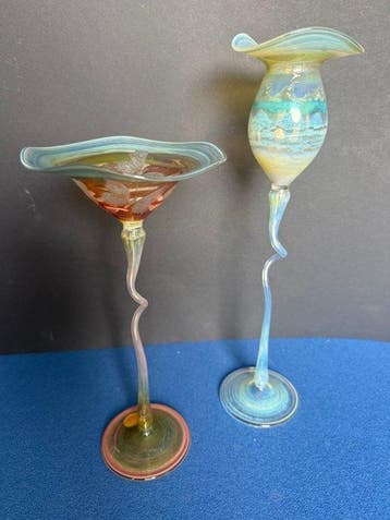 Pot (2) - Glas - Mondgeblazen kunstobject, Antiek en Kunst