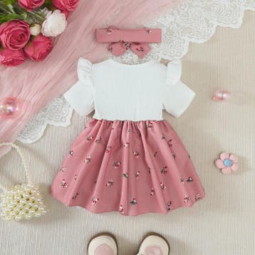 Zomerjurk met Hoofdband voor Baby Meisjes - Bloemig Design m, Verzenden, Nieuw
