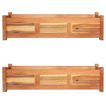 vidaXL Plantenbakken verhoogd 2 st 100x30x25 cm acaciahout, Minder dan 30 cm, Verzenden, Minder dan 60 cm, Nieuw