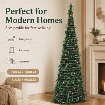 Opvouwbare Kunstkerstboom met LED-verlichting - 150cm of 180, Verzenden, Nieuw