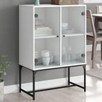 vidaXL Bijzetkast met glazen deuren 69x37x100 cm wit, Verzenden, 100 tot 150 cm, Nieuw, 50 tot 100 cm